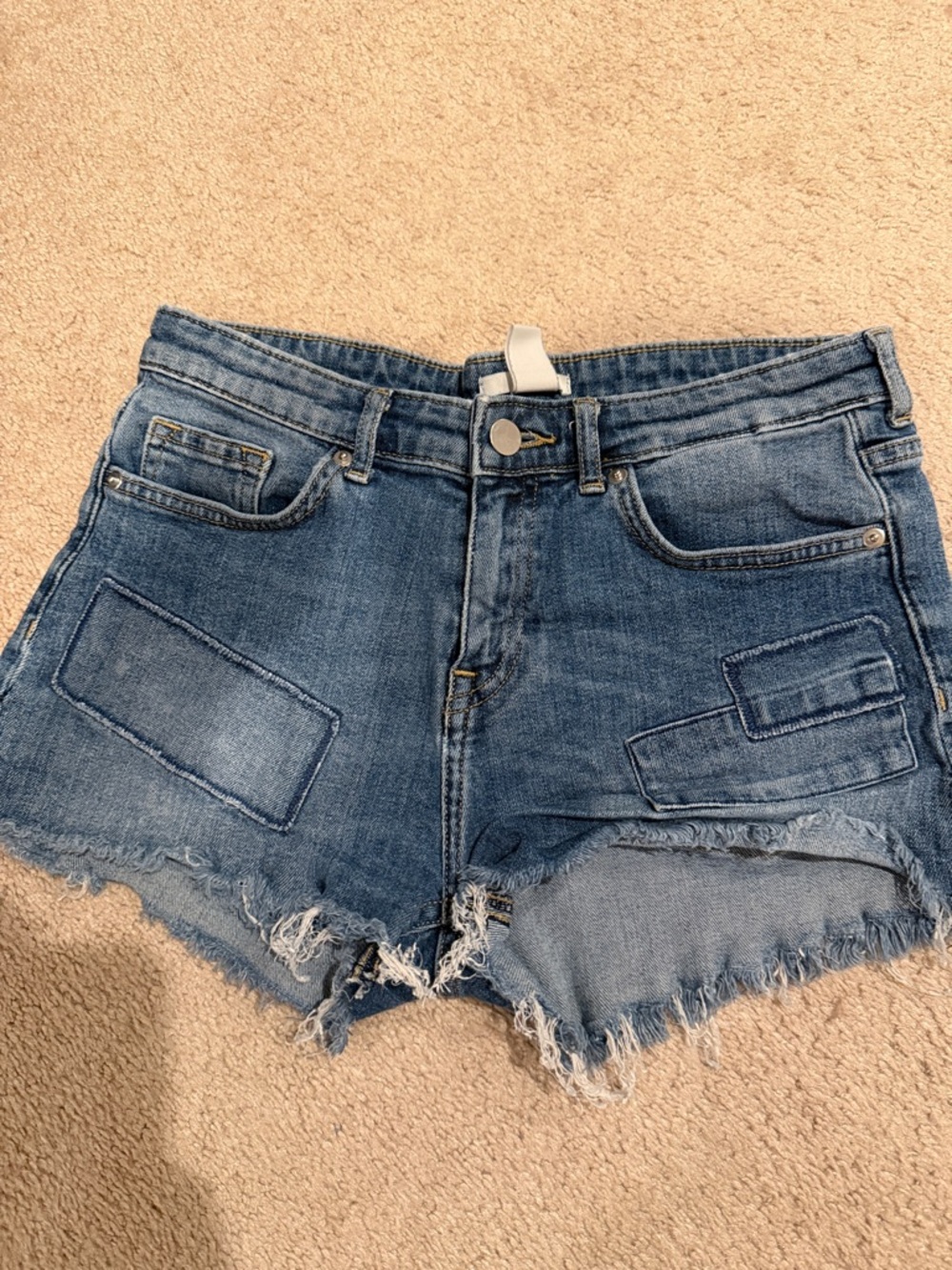 H&M Frayed Hem Blue Denim Women's Shorts sz 4